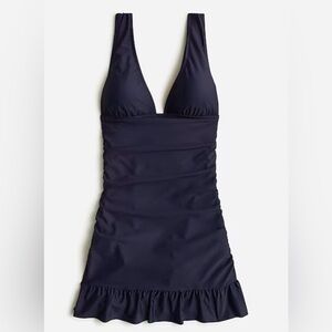 J. Crew Ruched V-Neck Swim Dress